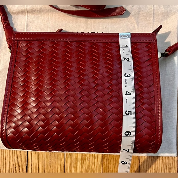 NWOT Bembien Cece Handwoven Leather Convertible Crossbody Shoulder Clutch Rouge - Picture 9 of 10